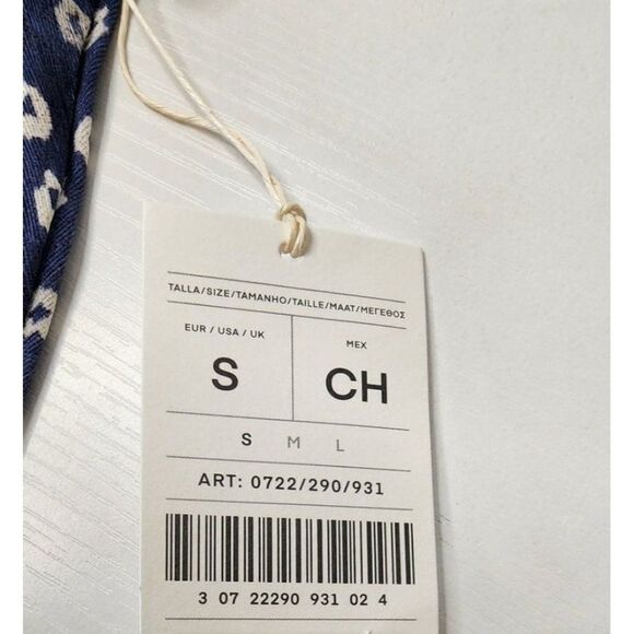 Oysho NWT Blue Geometric Bikini Bottoms in Small - Picture 3 of 7